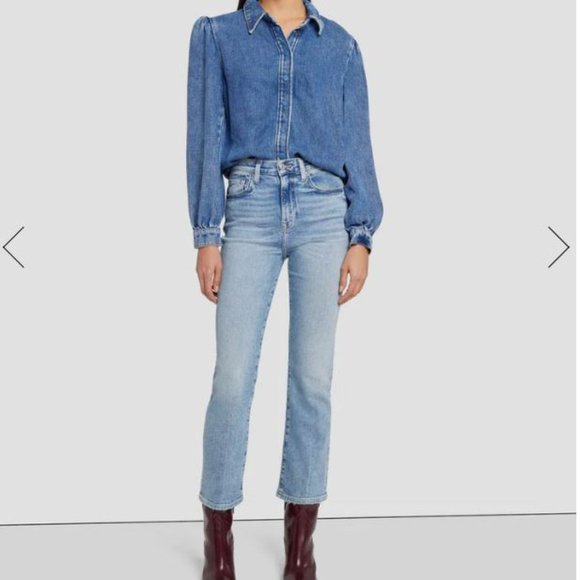 NWT! 7 For all mankind Luxe Vintage high waist slim kick Blue/32 - Picture 1 of 6